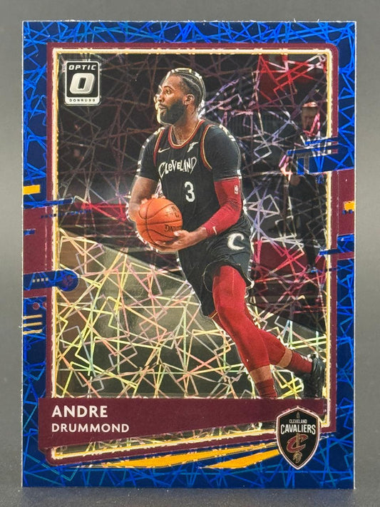Andre Drummond 2020-21 Donruss Optic trading card, showing him in a Cleveland Cavaliers uniform.