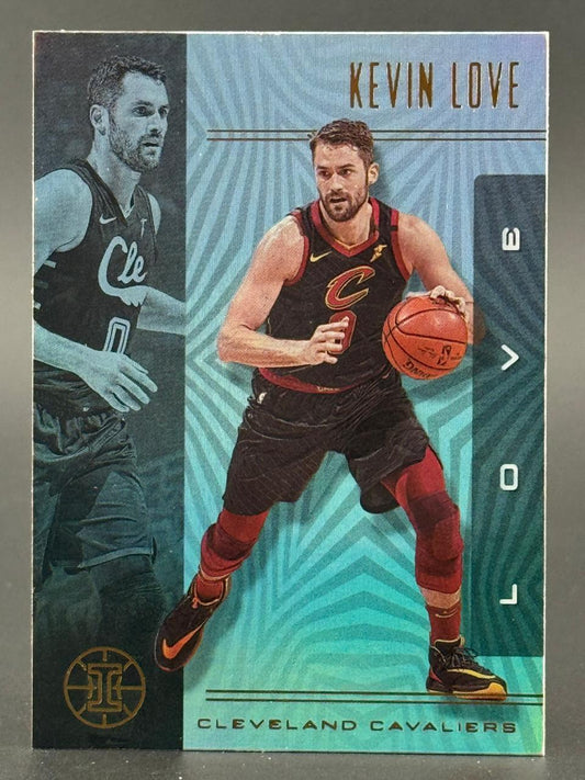 Kevin Love basketball trading card, featuring him in Cleveland Cavaliers uniform with a basketball.