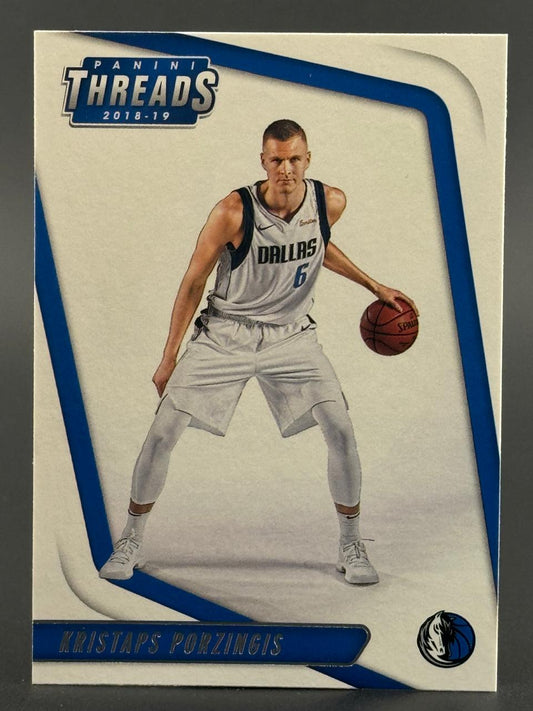 2018-19 Panini Threads Kristaps Porzingis basketball card.