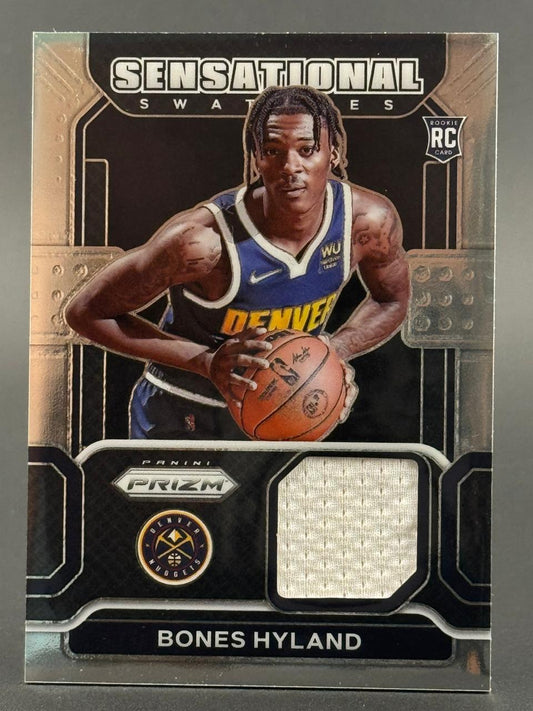 Bones Hyland 2021-22 Panini Prizm Sensational Swatches Rookie Card with jersey relic.