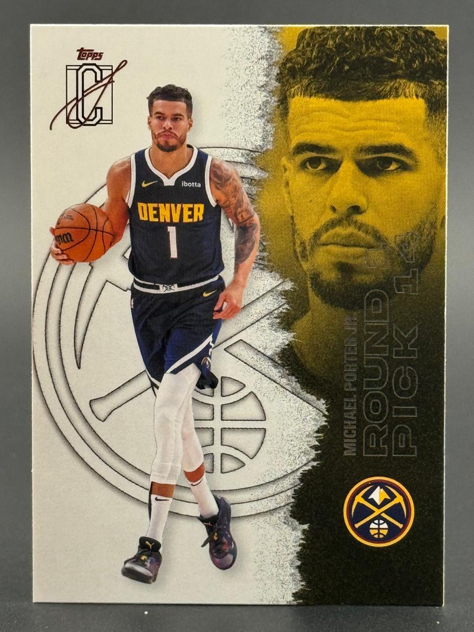 Michael Porter Jr. Topps basketball card featuring him in a Denver Nuggets uniform dribbling.