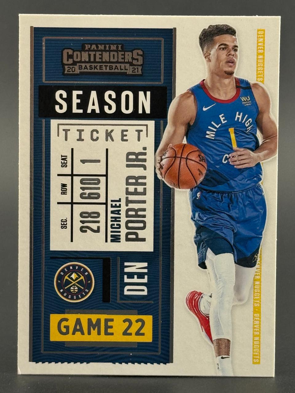 2020-21 Panini Contenders Season Ticket Michael Porter Jr. basketball card.