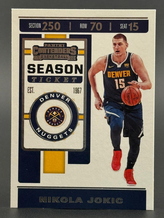 2019-20 Panini Contenders Season Ticket Nikola Jokic trading card.