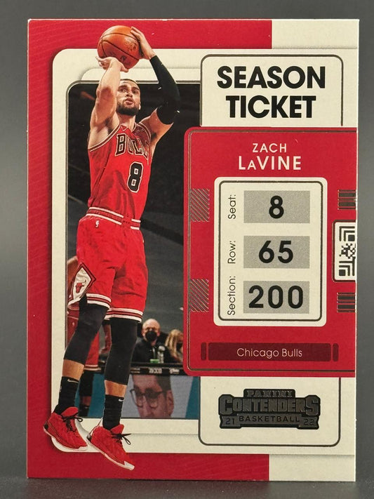 2021-22 Panini Contenders Season Ticket Zach LaVine trading card, #8, Chicago Bulls.