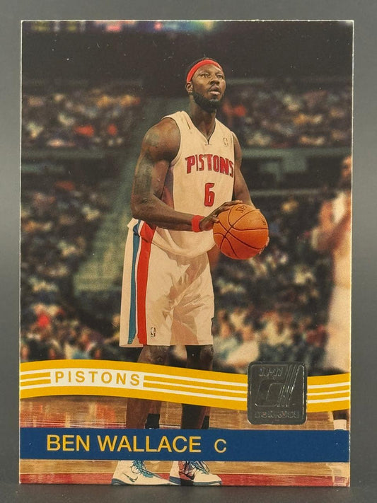 2010-11 Donruss Ben Wallace basketball card, #6, showing him holding a basketball in a Pistons uniform.