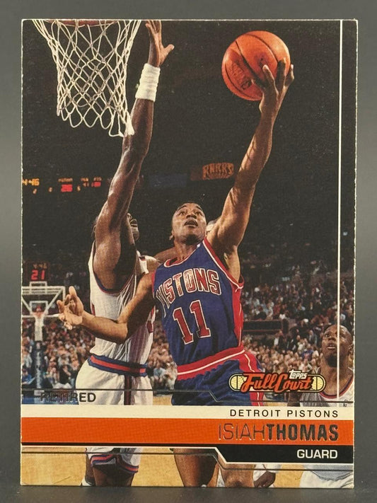 Isiah Thomas Detroit Pistons basketball card, Topps Full Court set, driving for a layup.