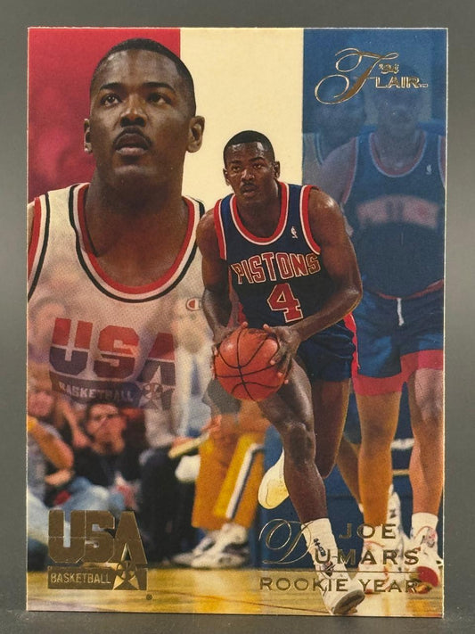 1992-93 Fleer Joe Dumars USA Basketball Rookie Year trading card.