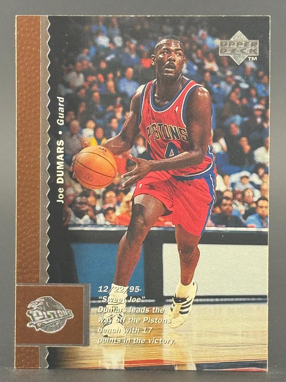 Joe Dumars 1995-96 Upper Deck basketball card.