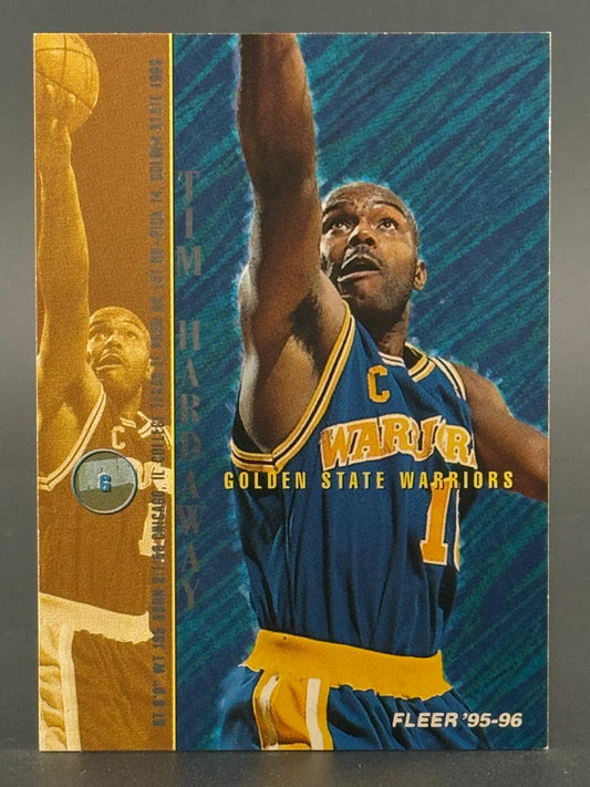 1995-96 Fleer Tim Hardaway Golden State Warriors basketball card.