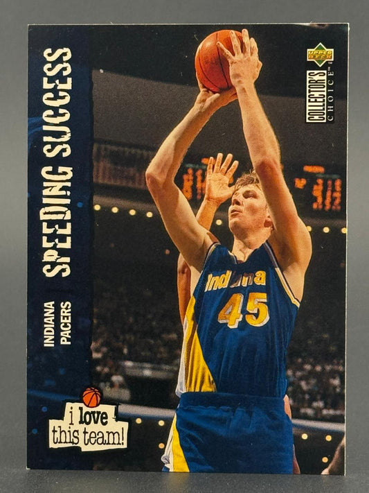 Upper Deck Collector's Choice trading card featuring an Indiana Pacers player #45 shooting a basketball.