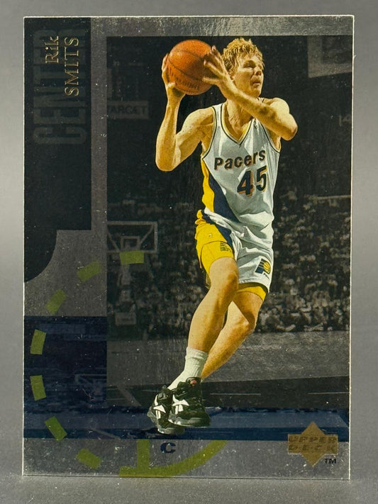 1990s Upper Deck Rik Smits basketball card, #45, showing him holding a basketball in a Pacers uniform.
