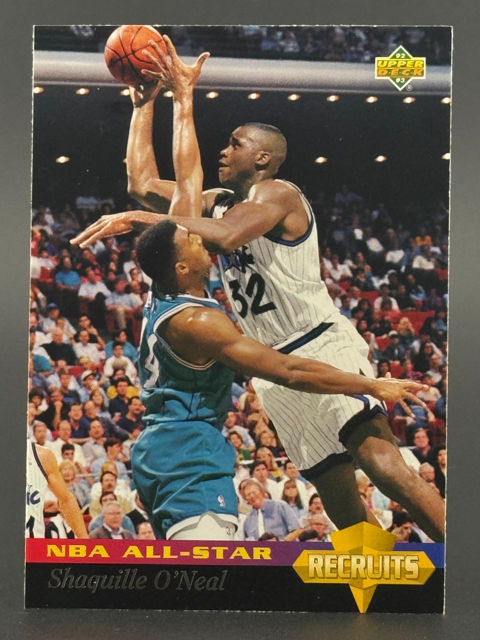 1992-93 Upper Deck Shaquille O'Neal NBA All-Star Recruits trading card.