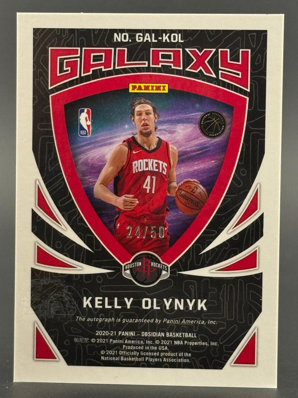 2020-21 Panini Obsidian Galaxy Kelly Olynyk basketball card # Gal-Kol, 24/50.