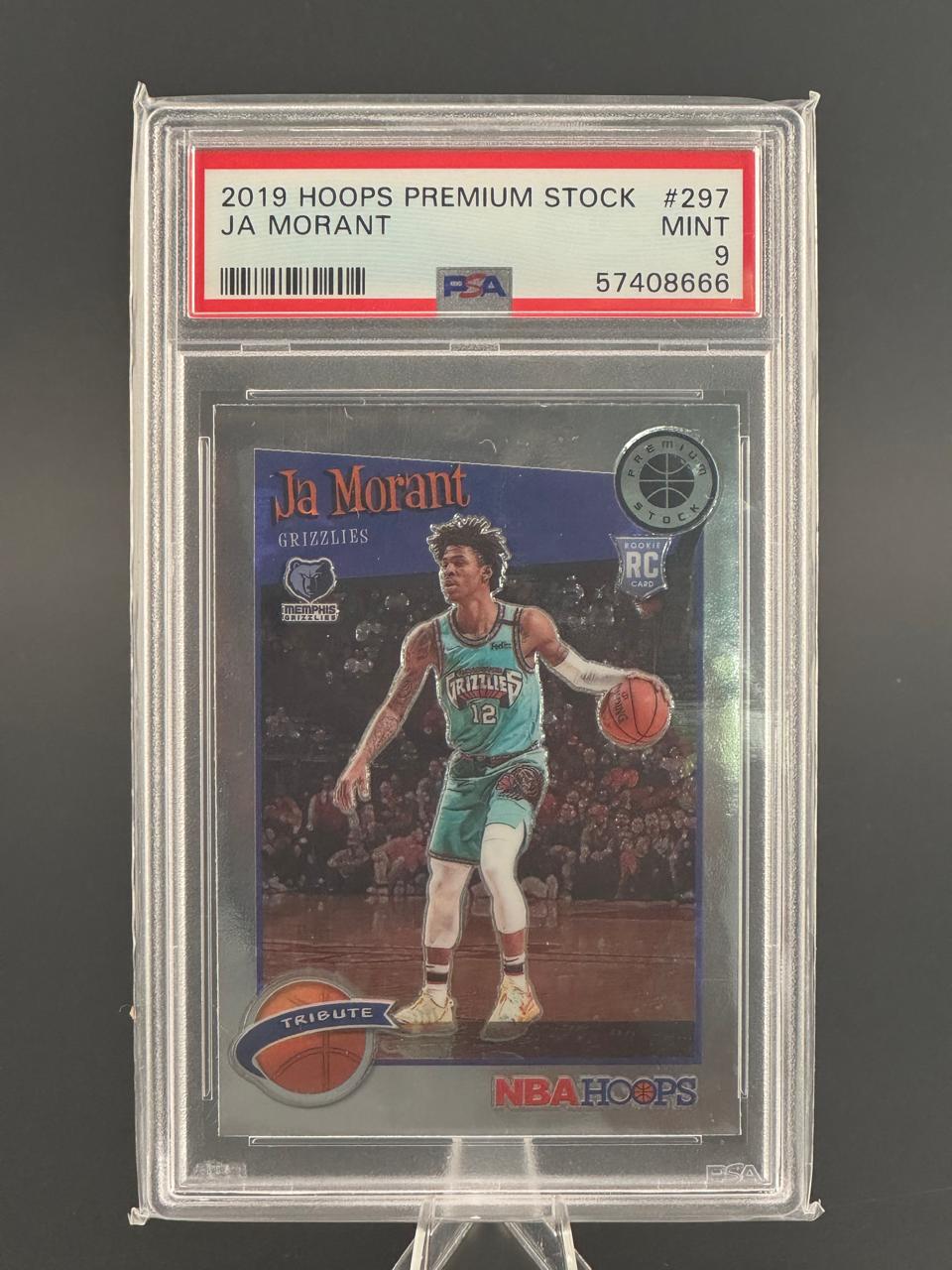 2019 Hoops Premium Stock Ja Morant #297 card, PSA Mint 9.