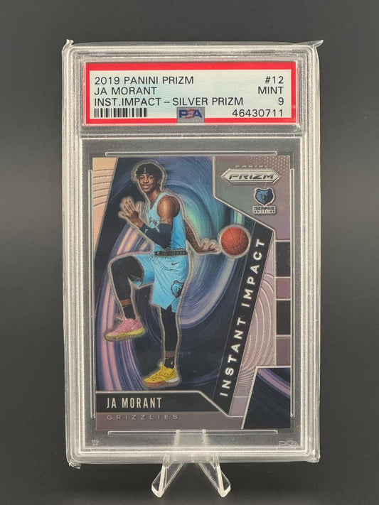 2019 Panini Prizm Ja Morant Instant Impact Silver Prizm #12, PSA 9 Mint.