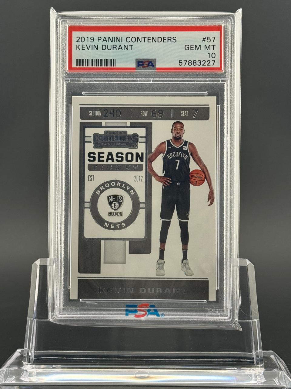2019 Panini Contenders Kevin Durant #57 Season Ticket graded PSA 10 Gem Mint.