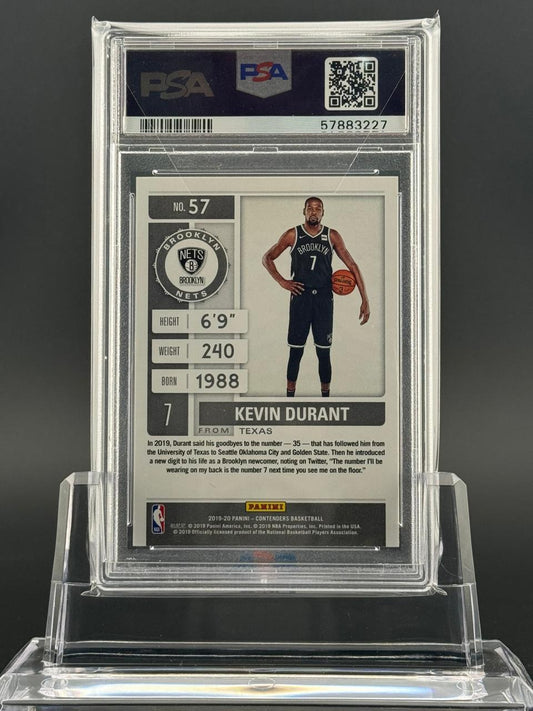 2019 Panini Contenders Kevin Durant #57 trading card, PSA slabbed.