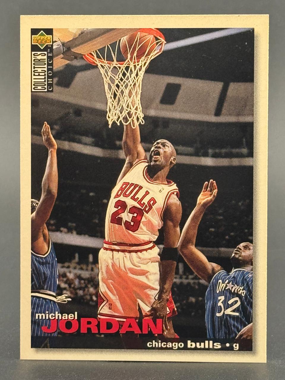 1994-95 Upper Deck Collector's Choice Michael Jordan basketball card #23 dunking.