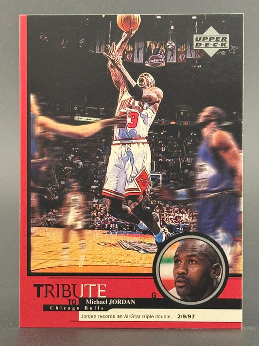 Michael Jordan 1997 Upper Deck Tribute to Michael Jordan trading card.