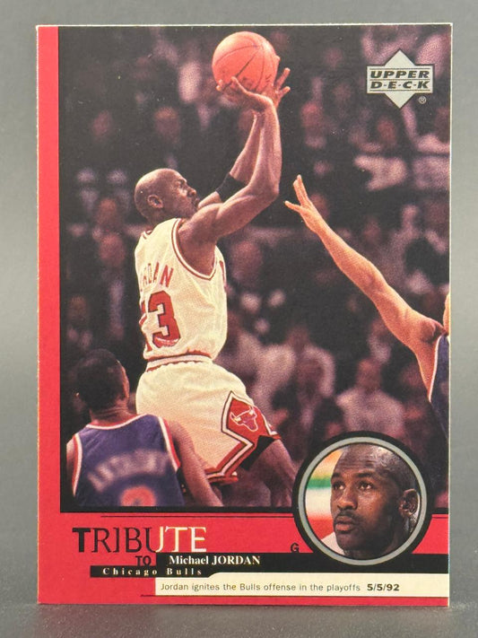 1992 Upper Deck Michael Jordan basketball card featuring a photo of Jordan shooting.