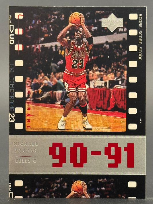 Michael Jordan 1990-91 Upper Deck "M.J. Timeframe" basketball card #23.