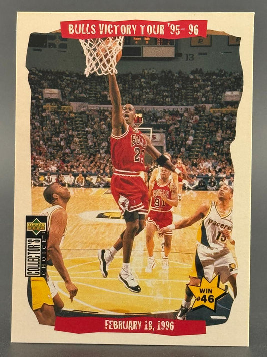1995-96 Upper Deck Collector's Choice Michael Jordan trading card, Bulls Victory Tour '95-96, Win #46.