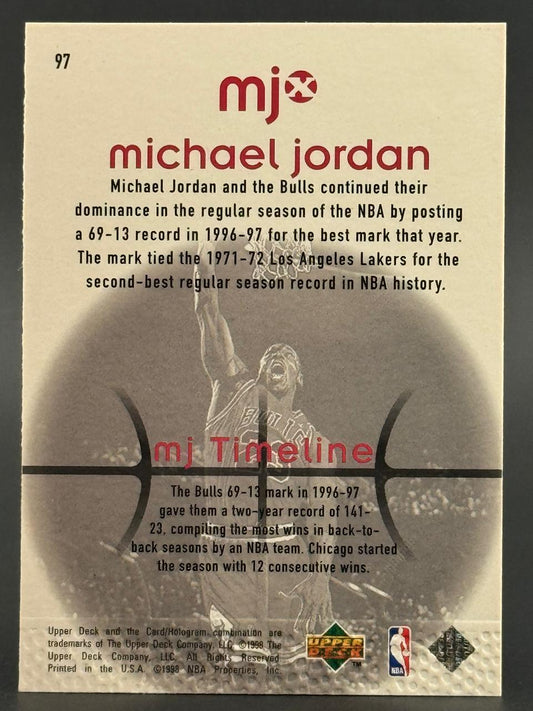 1998 Upper Deck MJ Timeline Michael Jordan card #97 back.