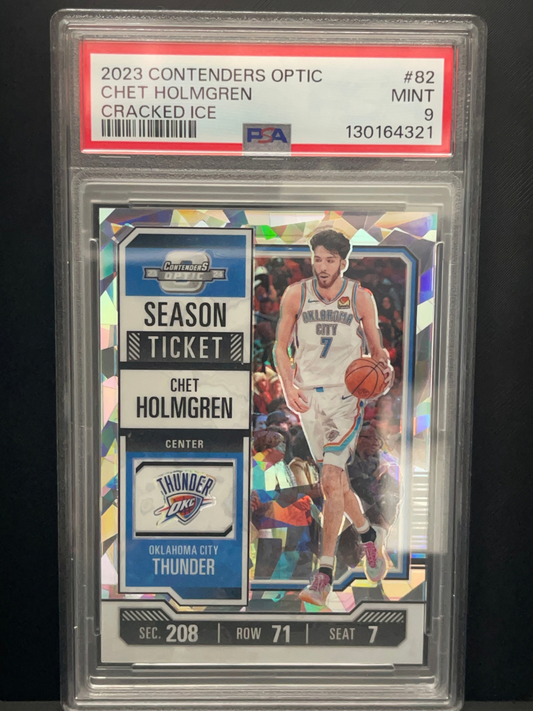 2023 Contenders Optic Chet Holmgren Season Ticket Cracked Ice #82 PSA 9 Mint.