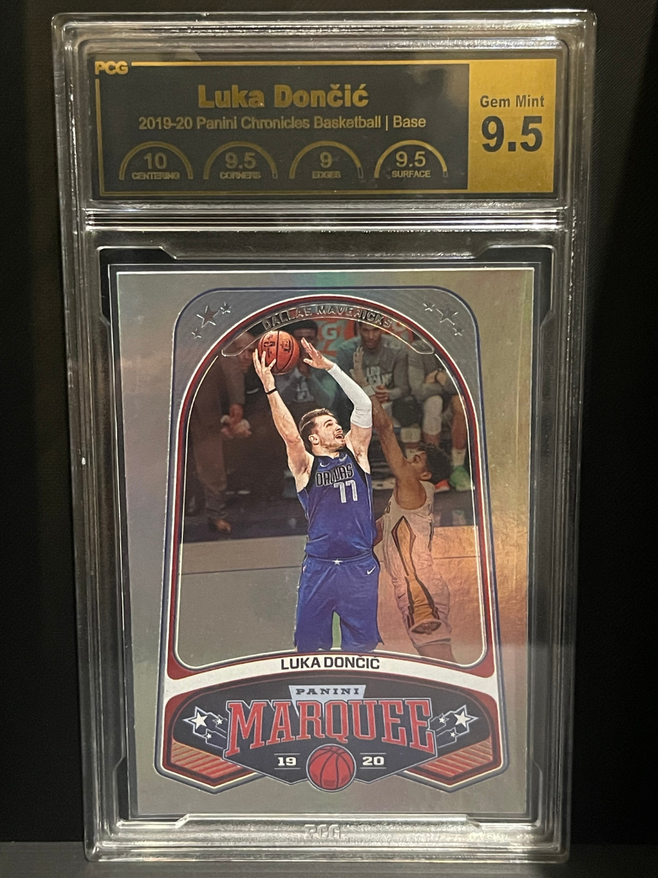 2019-20 Panini Chronicles Luka Dončić PCG 9.5 basketball card.