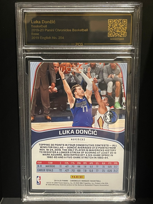 2019 Panini Chronicles Luka Doncic basketball card #254, graded PCG.