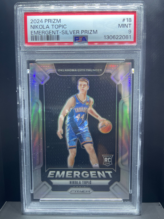 2024 Prizm Nikola Topic #18 Emergent-Silver Prizm, PSA 9 Mint.